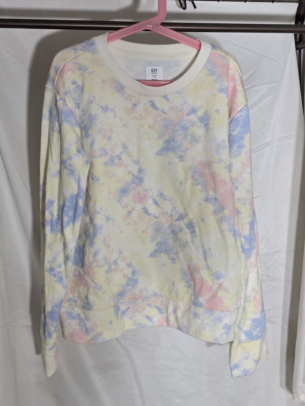 GAP Pastel Tie-Dye Crewneck Sweatshirt - Blue, Pink, Yellow